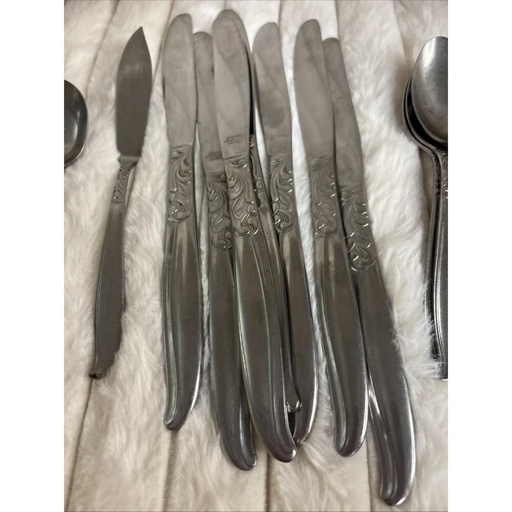 27 Pc Lot Vintage Acsons Stainless Japan Dignity Flatware Set Spreader Forks Et